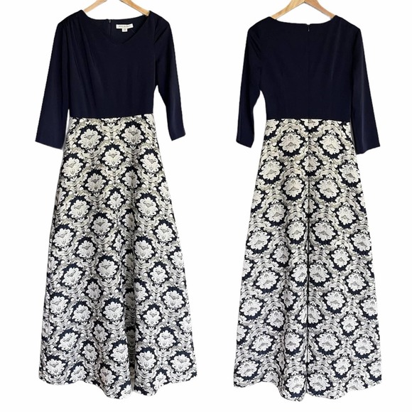 NWT Kay Unger Izabella A-Line Evening Gown Navy 2 - Picture 4 of 15